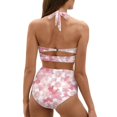 thumbnail image 2 of Suhoaziia Pink Flower Women Tankini Swimsuits 2 Piece Comfortable Bikini Underwear Size 2XL Halter Ruched Ruched Tie Knot Swimsuits for Lady Girls, 2 of 6