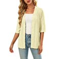 thumbnail image 2 of Plus Size Womens Crochet Cardigan Short Sleeve,Cropped Open Front Summer Sweater Lightweight Shrug,Boho Knit Cover Up with Wavy Cuffs for Casual Daily Wear Yellow XXXL, 2 of 5