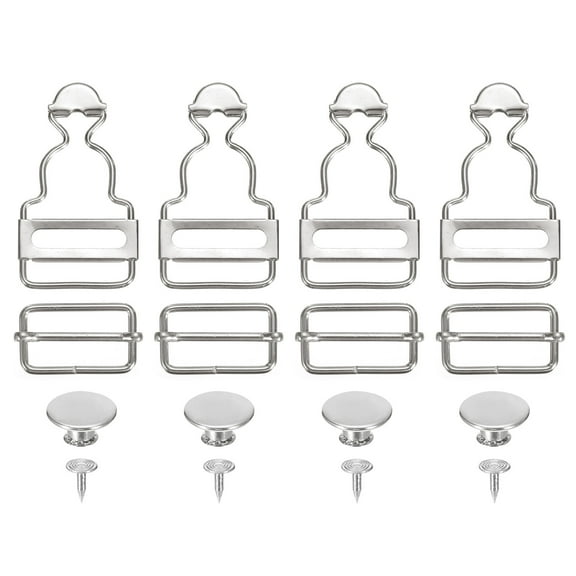 Overall Buckles 10 Sets Retro Suspender Replacement Buckles 28mm Silver Tone