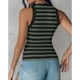 thumbnail image 4 of Women'S Striped Athletic Tank Tops with Built in Bras Fitness Workout Running Tops Black & Green XL, 4 of 5