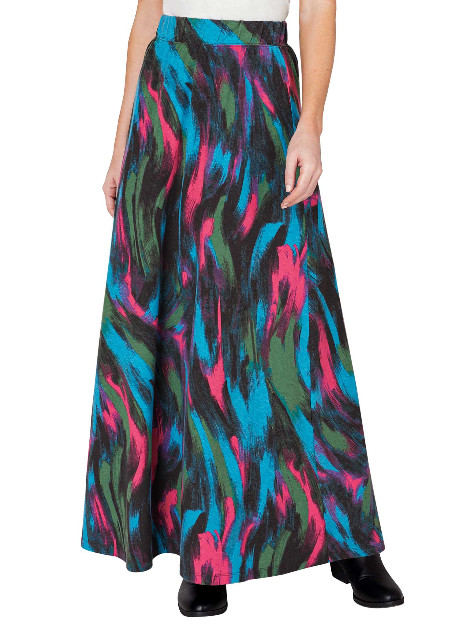 AmeriMark Womens Softly Knit Maxi Long Skirt with Elastic Waist Band