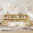 thumbnail image 4 of Costway Full Size Montessori Floor Bed with Bookcase Storage Shelves & Safety Fence Rails Natural, 4 of 10