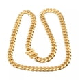 thumbnail image 3 of Mens Miami Cuban Link Bracelet Chain Necklace 18k Gold Plated Stainless Steel, 3 of 5