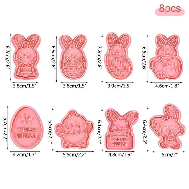 Molde cortador de galletas de Pascua, herramienta de repostería para decoración de pasteles de fiesta de Pascua, 4/8 piezas, conejo, pollito, Fondant