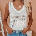 thumbnail image 3 of yillto Womens Crochet Tank Top Knit Sweater Hollow out Sleeveless Cover Up Summer Boho Tops V Neck Pullover, 3 of 6