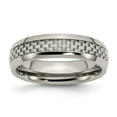 thumbnail image 1 of Solid Titanium Grey Carbon Fiber-Inlay 6mm Wedding Band Ring Size 8.5, 1 of 7