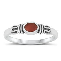 CHOOSE YOUR COLOR Sterling Silver Red Simulated Agate Bali Ring .925 Oxidized Band CZ Female Size 8