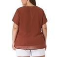 thumbnail image 4 of Unique Bargains Women's Plus Size Outfits Fashion Solid Pin Dots V Neck Top 3X Caramel, 4 of 6