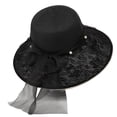 thumbnail image 3 of Summer Straw Beach Sun Hats for Women UPF 50 Floppy Wide Brim Travel Bucket Hat Packable Z02 Black One Size, 3 of 4