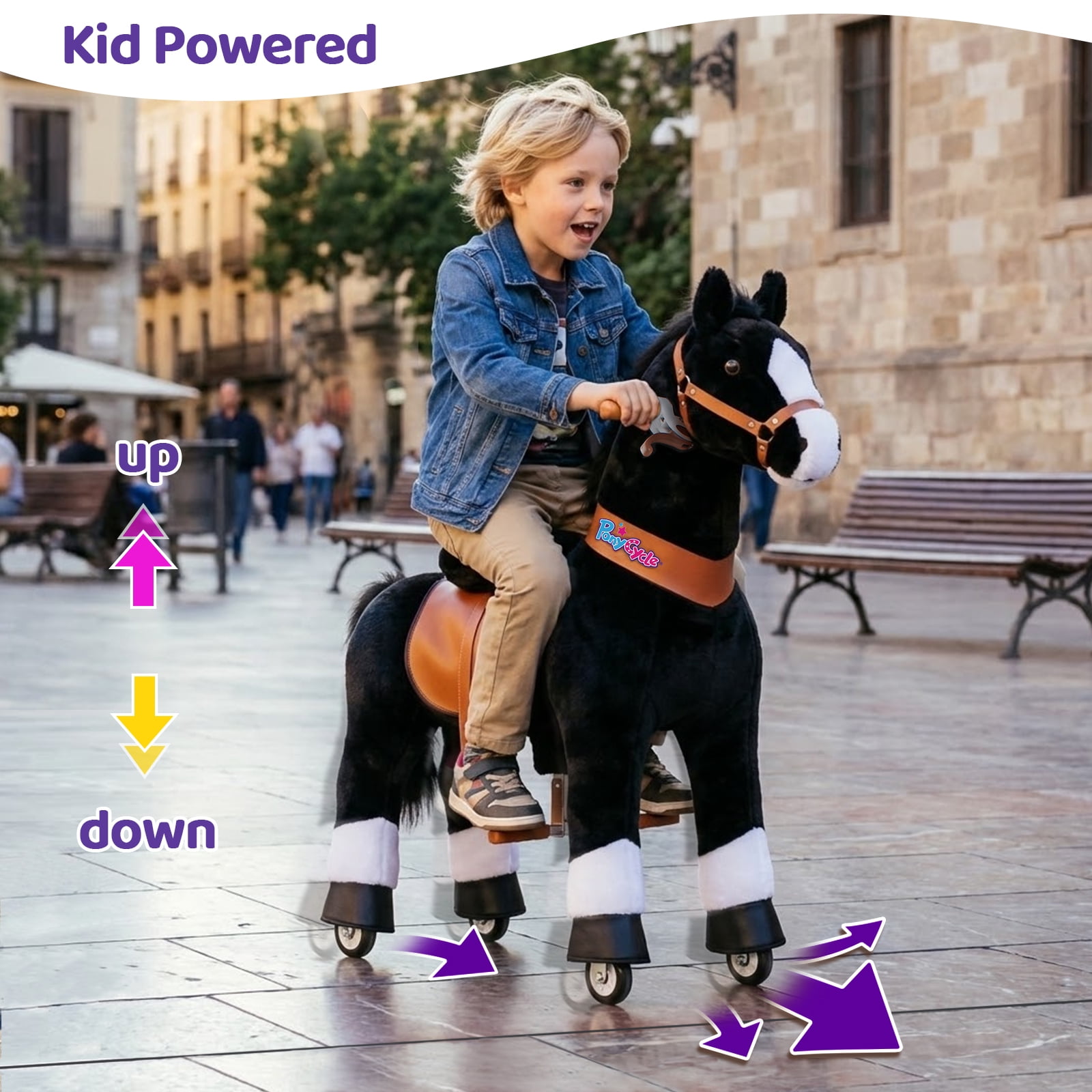 スポーツトイ・アクショントイ SHOWPONY PonyCycle Kids Ride On Stable Power Pony Toy Black for Boys and