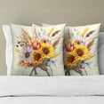 thumbnail image 4 of Fall Sunflower Pillow Covers 22x22 Inch Set of 2 Yellow Floral Wheat Flower Mason Jar Rustic Decorative Pillow Cushion Cases for Outdoor Couch Sofa Home Fall Harvest Party Decor, 4 of 6