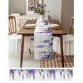 thumbnail image 3 of ERUNPONLY Purple Green Leaf Table Runner - 120 Inch Long Spring Watercolor Botanical Flower Cotton and Linen Blended Dress Scarves Farmhouse Table Runner for Kitchen Dining, Coffee Table, 13" x 120", 3 of 8
