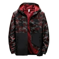 Futezty Men Rain Jacket Waterproof Quilted Lined Long Sleeve Hooded Top Blouse