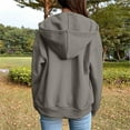 thumbnail image 6 of Women's Solid Color Zip Up Hooded Sweatshirt, Oversized Loose Fit with Drawstring Hood and Pockets, Thick Warm Material for Fall Winter Fashion, Casual Jackets for Streetwear, Daily Wear Grey M, 6 of 8