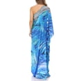 thumbnail image 2 of Sakkas Dora Women's One Shoulder Short Sleeve Casual Elegant Maxi Dress with Print - LVB235-Blue - One Size Regular, 2 of 5