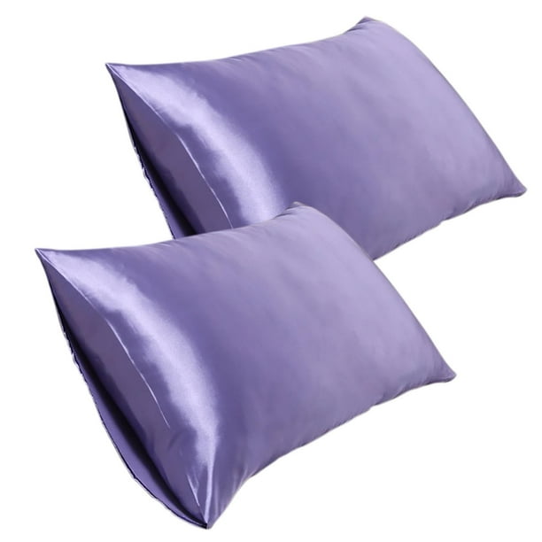 Fiudx Juego de Fundas de Almohada de Seda Sintética, Tacto Satinado Suave, Diseño de Sobre, Transpirable y Agradable para La Piel y El Cabello, Color Blanco, 2 Piezas, Tamaño 50 X 76 Cm.