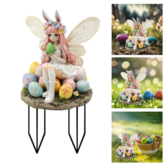 Bunny Decor Yard Decorations Outdoor Set of 1, Bunny Decorations for Home Garden Outdoor Statues, Easter Rabbit Figurines mom Gifts