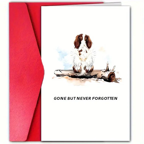 Sympathy Card for Pet Loss – “Gone But Never Forgotten” Design – Cute Dog Illustration – Envelope Included, Blank Inside – Comforting Message for Grieving Pet Owners