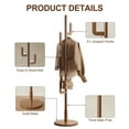 thumbnail image 3 of Muwuele Solid Wood Coat Rack Freestanding with 6 Hooks and 3 Adjustable Sizes, Coat Tree for Bedroom, Entryway, Livingroom, Coat Hanger Stand for Coats, Hats, Bags (Walnut), 3 of 9