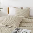thumbnail image 3 of Light Khaki Comforter Set Queen Size, Boho Soft Warm Tufted Bedding Comforter Sets for Queen Size Bed, 3 Pieces Aesthetic Chevron Farmhouse Cute Bohemian Textured Bed Set, 3 of 7