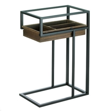 Zingz & Thingz 26" Brown and Black Contemporary Side Table with Slide Out Drawer