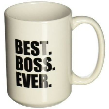 Best Gifts For Bosses 3dRose Best Boss Ever - fun funny humorous gifts for the boss - work office humor - black text, Ceramic Mug, 15-ounce ()