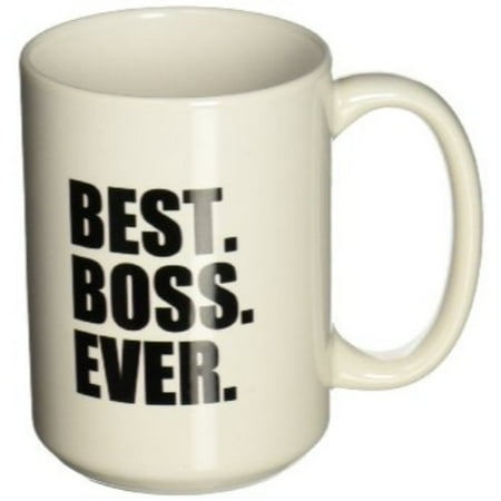 3dRose Best Boss Ever - fun funny humorous gifts for the boss - work office humor - black text, Ceramic Mug,