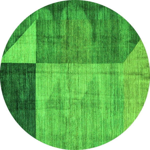 Ahgly Company Indoor Round Abstract Green Modern Area Rugs, 5' Round