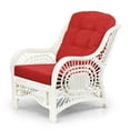 thumbnail image 3 of Malibu Set of 2 Natural Rattan Wicker  Lounge Chairs, Loveseat w/Burgundy Cushion and Coffee Table w/Glass, White Color, 3 of 7