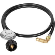 5ft Propane Adapter Hose with Regulator for Blackstone 17 and 22 Inch Table Griddle, with 90-Degree Elbow Adapter, 3/8" Female Flare