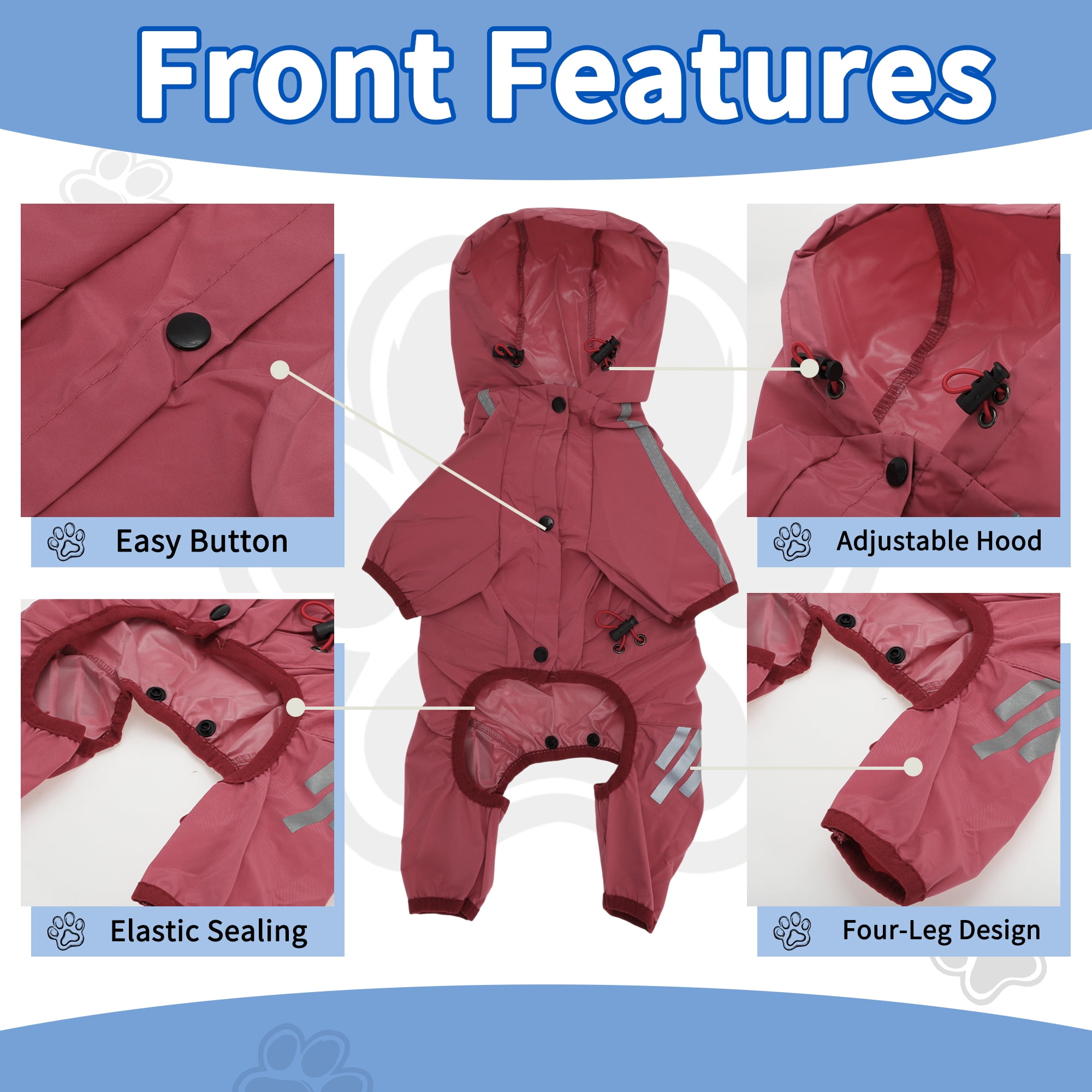 Unique Bargains Dog Raincoat Waterproof Reflective Lightweight Small Pink