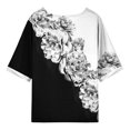 thumbnail image 5 of Atogsazn Womens Linen Cotton 2 Piece Outfits Summer Casual Vintage Floral Print Short Sleeve Tops Wide-Leg Pants Suit Sets Black L on Clearance, 5 of 6