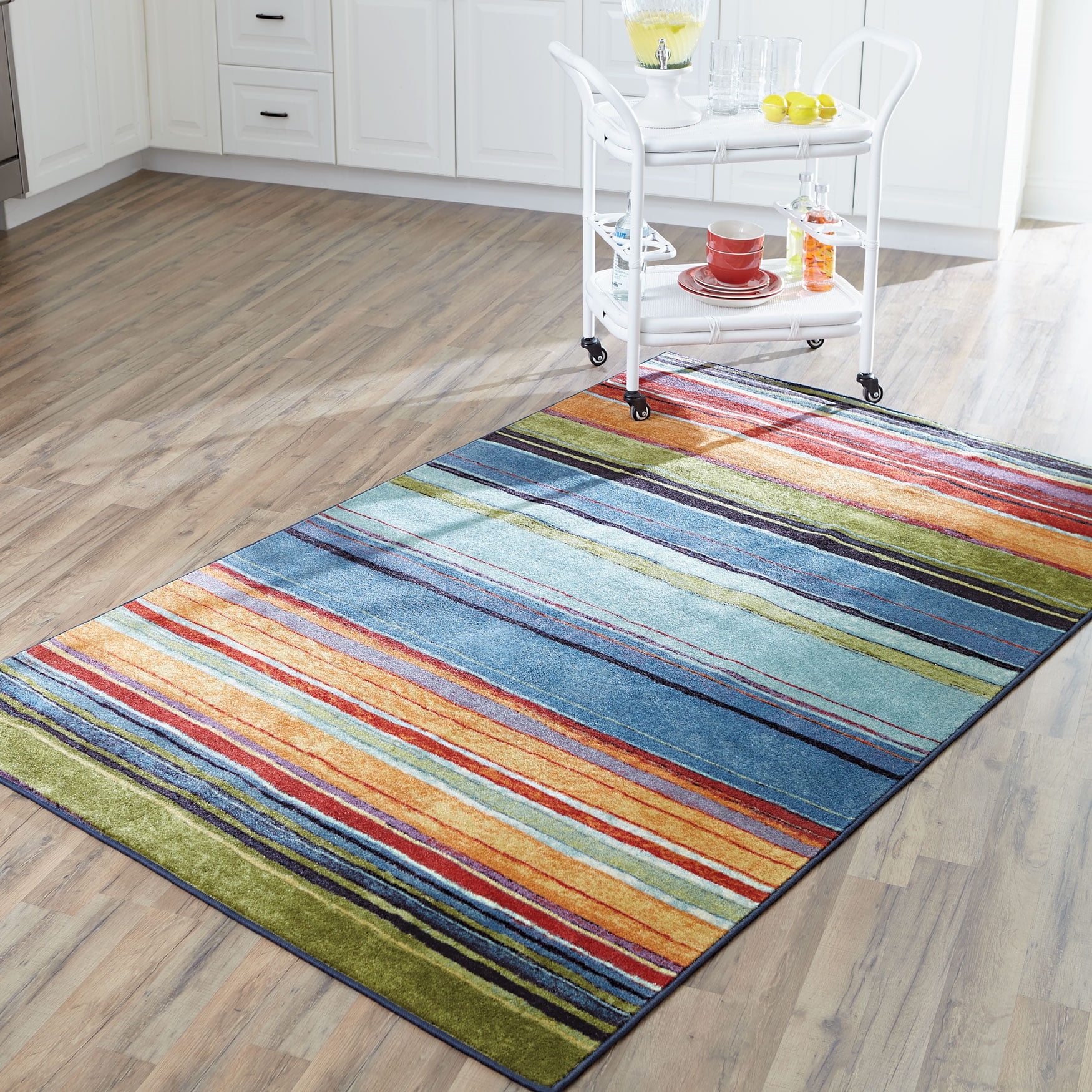BrylaneHome Small Rainbow Stripe Rug Rug Made In The Usa 24I W 96I L
