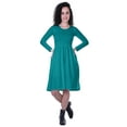 thumbnail image 1 of Moomaya Robe à Manches Longues pour Femmes, Taille Rassemblée, Coupe Décontractée, avec Poches, 1 of 7