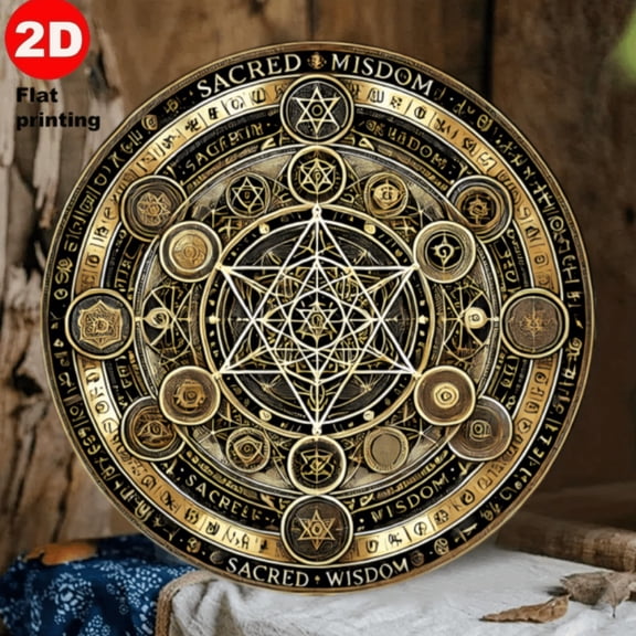 HELLOYOUNG 2D Metatron Messiah Sun Catcher Wooden Wall Art Sacred Geometry Decor for Living Room, Bedroom, Christmas, Halloween Gift