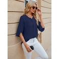 thumbnail image 4 of Anbech Women's 3/4 Sleeve Chiffon Blouse Shirt 2024 Trendy O-Neck Flowy Elegant Business Casual Tshirt, 4 of 8