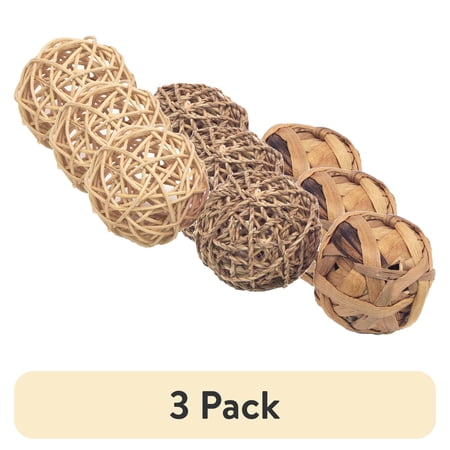 (3 pack) Naturals Rosewood Trio of Fun Balls Animal Toy, Small