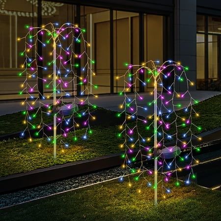 Solar Garden RGB Lights,240 LED Firework Lights Color Christmas Garden Light with Twinkling,2 Pack Fairy Swaying Landscape Light,Outdoor Waterproof Path Light for Garden Yard Party Decoration Gifts