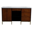 thumbnail image 2 of 61 in. Double Wooden Vanity Walnut Black White Quartz Oval Sink, 2 of 15