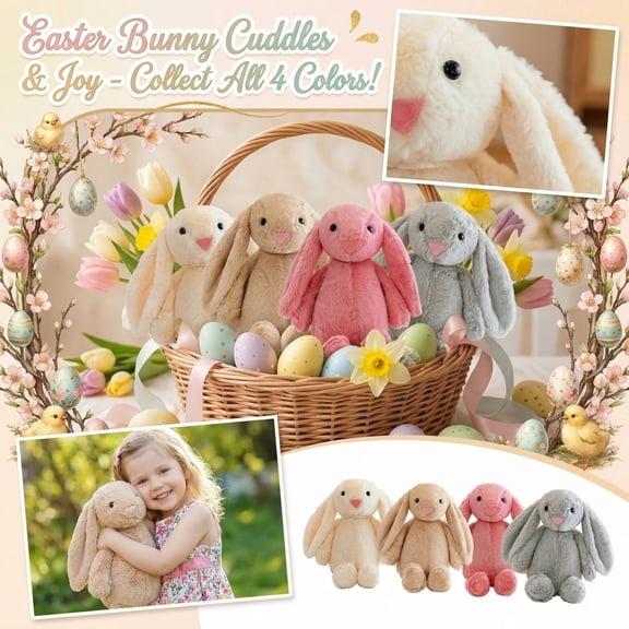 Bunny Stuffed Animal, 13.77in Cute Rabbit Plush, Easter Decor Gift Soft Bunny Plush Long Ear Stuffed Animal (White)