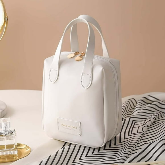 Bolsa De Maquillaje Portátil, Organizador De Cosméticos, Estuche De Viaje Con Múltiples Bolsillos, Gran Capacidad, Tela De Cuero Para Una Fácil Limpieza, Perfecto Para Viajar.,Vsgery