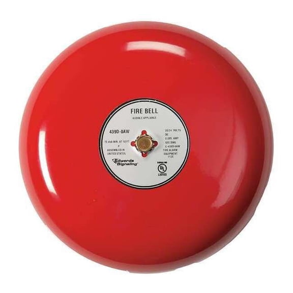 Edwards Signaling Fire Bell,Red,8 In.,20 to 24V 439D-8AW-R