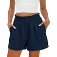 thumbnail image 3 of Axiiglly Cotton Shorts for Women Elastic Waist Breathable Workout Shorts Solid Color Lightweight Outdoor Casual Shorts for Holidays S-3XL, 3 of 10