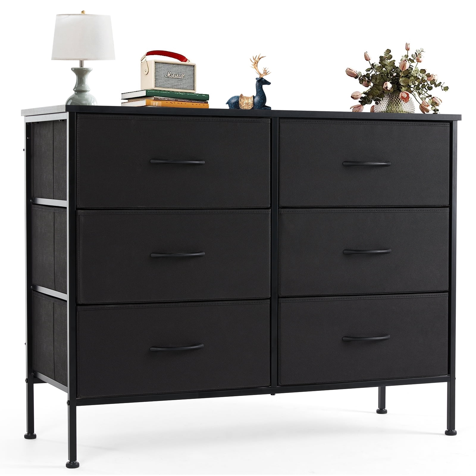 MAYEERTY 10 Drawer Dresser, Fabric Storage Dressers for Versatile Storage in Living Rooms, Black