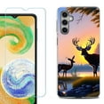 thumbnail image 1 of Shockproof Fashion Phone Case for Samsung Galaxy A14 5G, with Tempered Glass Screen Protector, by OneToughShield ® - Deer Sunset, 1 of 3