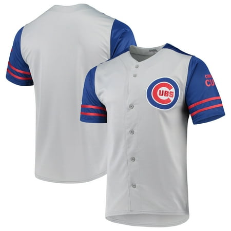 Chicago Cubs Stitches Button-Up Jersey - Gray/Royal
