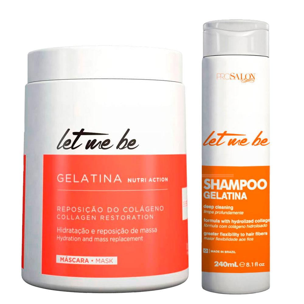 Kit Let Me Be Shampoo Mask Gelatin Deep Cleansing and Collagen Restoration Gelatina Hair Care Professional Kit Let Me Be Shampoo Mask Gelatin Deep Cleansing and Collagen Restoration Gelatina Hair Care Professional