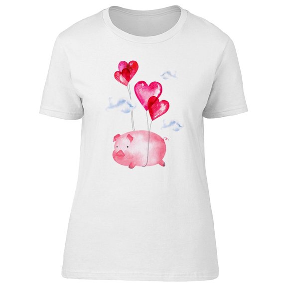 Cute Pig Flying Balloon Tee Women's -Image by Shutterstock