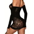 thumbnail image 3 of Black Sexy Cover Up Dress, Long Sleeves Hollow Out Sheer Beach Dress Without Bikini, Women's Swimwear & Clothing, 3 of 3