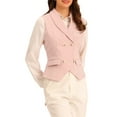 thumbnail image 1 of INSPIRE CHIC Gilet de Tailleur pour Femme à Double Boutonnage, Col à Revers, Élégant, Gilet L Rose, 1 of 6